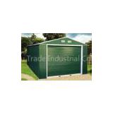 Green Gable Roof Steel Car Garage / Metal Storage Shed With Electric Control Rolling Door
