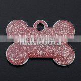 Pink bone shape metal Flash powder dog tag with epoxy coating