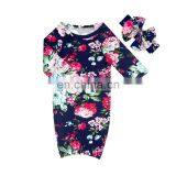 Infant&Toddler Brushed Silkmilk Flower Printing Baby Navy Sleep Gown Clothes Wholesale Baby Girls Sleeping Bags. thumbnail-2