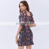 TWOTWINSTYLE Dress For Women V Neck Puff Sleeve High Waist Hit Color Elegant Printed thumbnail-7