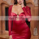 2020 New Women's Stitching Mesh See-through Hollow Bodycon Navel Sexy Dresses For Night Club thumbnail-2