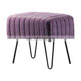 Modern Home Use Stool Tufted Velvet Ottoman Stool With Metal Legs Living Room Pink Ottoman thumbnail-2