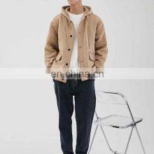 High Quality Thick Cotton Fabric Custom Full Button Plain Hoodies for Men Clothing thumbnail-5