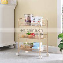 New Design Style High Quality Black White Household Metal 3 Tiers Storage Rack With Wheels Storage Trolley for Kitchen thumbnail-2