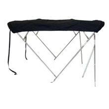 Aluminum Boat Tent Top Cover with Rear Support Pole 3 Bow 600D Black Heavy Duty Polyester and Storage Boot Bimini Top for Boats