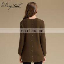 Autumn Winter New Style 100% Cashmere Sweater Knitted Long Crew Neck Chinese Style Anti-Shrink Solid OEM Service Available thumbnail-6