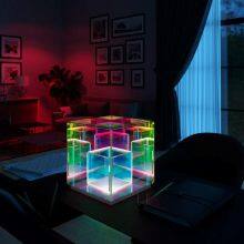 New Led Colorful Cube Decorative Light 3D Acrylic Desk Lamp Rubik Box Atmosphere Creative Table Lamp thumbnail-4
