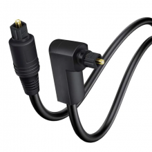 Angled Digital Toslink Optical Audio Cable,Gold-Plated,4mm Black PVC
