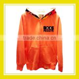 2016 Fashion Products Bros Unisex Long Sleeve Printed Bros Family Grid Pattern Orange Cotton Zippered Hoodie