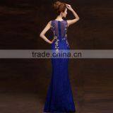 Women's Blue V-Neck Print Floor-Length Dress thumbnail-3
