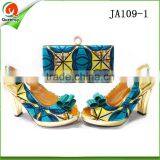 China Wholesale Italian Shoes and Bag Set African Wax Style Yellow Purses Handbags Matching Sandals Shoe thumbnail-2