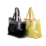 LCL-B1110207-L shining pvc pu bi color customized fashion lady travel weekend tote hand bag