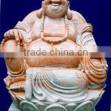 Laughing Buddha Statue White Marble Stone Hand Sculpture Carved For Temple No 30