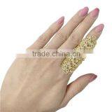 2016 Fashion Ladies Finger Double Ring With Rhinestone Punk Crystal Ring Chain Finger Ring thumbnail-3