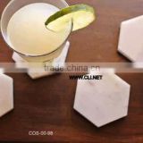 Hexagon Shape White Marble Coaster in wholesale