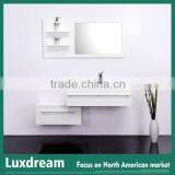Modern Glass Top Wall Mounte Bathroom Vanity With Single Basin