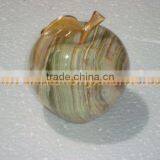 Most Amazing WHOLESALE 2017 NATURAL STONE ONYX APPLE WITH BRASS LEAF HANDICRAFTS thumbnail-3