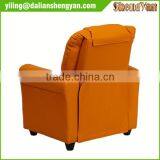 Contemporary Orange Vinyl Kids Recliner With Cup Holder and Headrest thumbnail-4