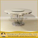Chines White Dining Table Marble Stainless Steel Base thumbnail-2