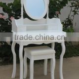 K/D White Wooden Dressing Table with Stool and Mirror/Make-up Table