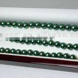 Latest 5-5.5mm Green Akoya Pearl Necklace With 14K Gold thumbnail-2
