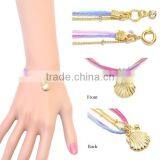 Glod Shell Starfish Tiny Round Diamond Charms Bracelet Layered Colorful String Gold Chain Bracelet Summer Charm Bracelet thumbnail-2