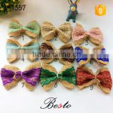 Hand crafted wholesale lace burlap bow for girl dresses