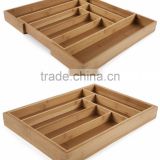 Bamboo Kitchen Drawer Expandable Cutlery Utensil Storage Organizer Utility Drawer