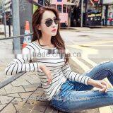 Hot Sale Autumn Casual Women Wild Striped Knitted Laday Polyester Bottoming Thin Slim Long Sleeve t Shirt thumbnail-5