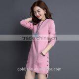 2016 Hot Sale Fashionable Pink Lady Long Sleeve Patchwork Women Wool Sweater thumbnail-1