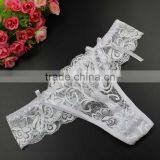 Stock Summer Style Double Bowknot Transparent Sey Panties Women Lace Thongs Sey G String T Back Lady Briefs Seamless Underwear w thumbnail-1