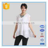 White Chiffon Embroidery Design Casual Blouse For Fat Woman Clothing thumbnail-1