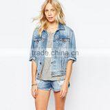 Wholesale Women's Fashion Hip Hop Jacket Denim Jacket Half Sleeve thumbnail-1