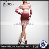 MGOO Wholesale Custom Made OEM/ODM Women Bandage Dress Long Sleeves Spandex Thick Stripe Knee Length Vestidos H234 thumbnail-2