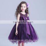 2017 Girl Party Wear Western Dress Elegant Dress Big Bow Purple Dress thumbnail-6
