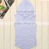 Hot Sale Custom 100% Cotton Sleeveless Plain White Pullover Hoodie thumbnail-2