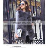Real Fox Fur Vest Blue Sleeveless Clothing Style O-Neck Solid Natural Fox Fur Waistcoat for Women Vest thumbnail-2
