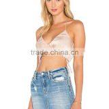 Drawstring Wrap Over Satin Camisole for Women Latest Halter Neck Crop Top thumbnail-5