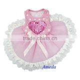 NEW Light Pink Polka Dots White Lace Heart Tutu Pets Dogs Clothes Party Dress XS-L thumbnail-1
