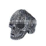 Titanium Steel Punk Unadjustable Rings Antique Silver Skull thumbnail-1