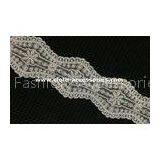 1 Inch White Cotton Embroidered Lace Fabric Trims Custom For Garment