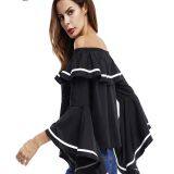 Off Shoulder Flare Sleeve Fashionable Loose Top Blouse thumbnail-1