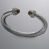 925 Sterling Silver DY Inspired 7mm Smoky Quartz Moonlight Ice Cable Bracelet