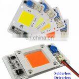 110V 220V Driverless Solderless Full Spectrum White Warm White Cob 50w Led Chip