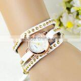 2015 Hot Sale Leather Bracelet Watch With Diamond With Good Quality With Mushroom Nail thumbnail-6