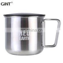 Best Sale Single Layer Portable 420ml Stainless Steel Coffee Mug With Foldable Handle thumbnail-2