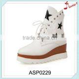 Fujian Factory Customize Lace up Thick Sole High Neck Sport Shoes With Stars thumbnail-1