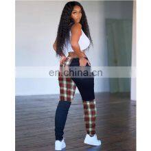 Customized Wholesale Stitching Color Matching Casual Pants Asymmetric Sports Straight Leg Pants Cute Pencil Stacking Pants thumbnail-3