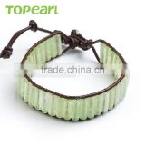 Topearl Jewelry New Mountain Jade Stone Bracelets personalized leather bracelets CLL120