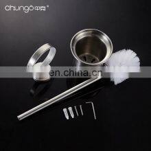 Bathroom Black 304 Stainless Steel Toilet Cleaning Brush With Holders Set Stand 2 Optional Silicone Brush Head thumbnail-4